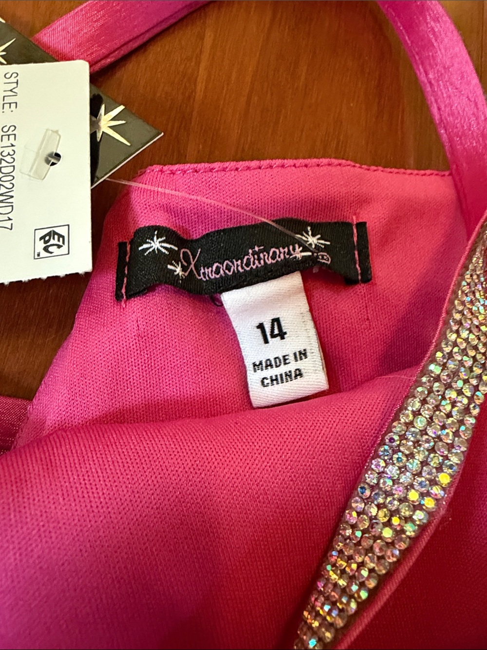 Xtraordinary Hot Pink Party Dress with Rhinestone Strap